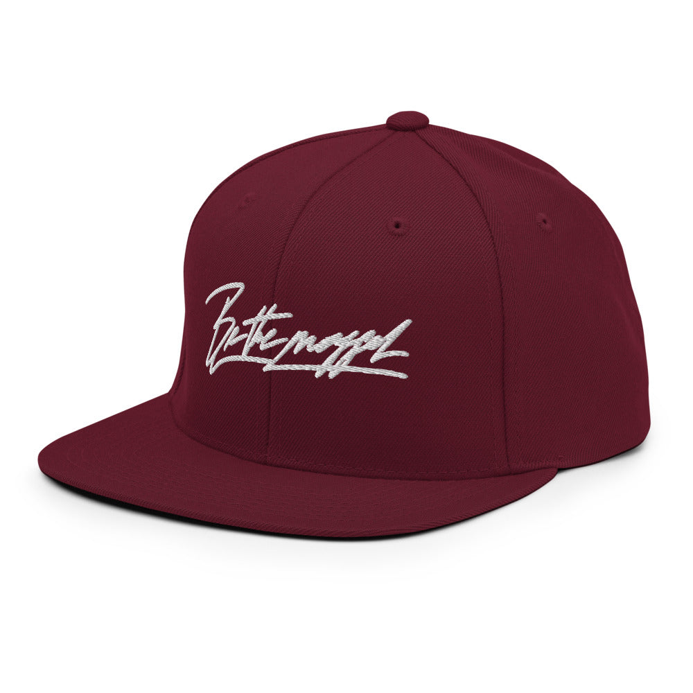 Be the mogger snapback, Maroon, left side