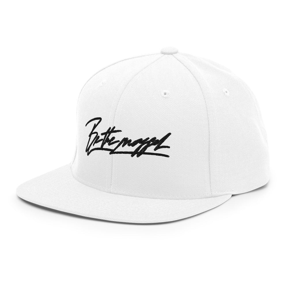 Be the mogger snapback, White, left side