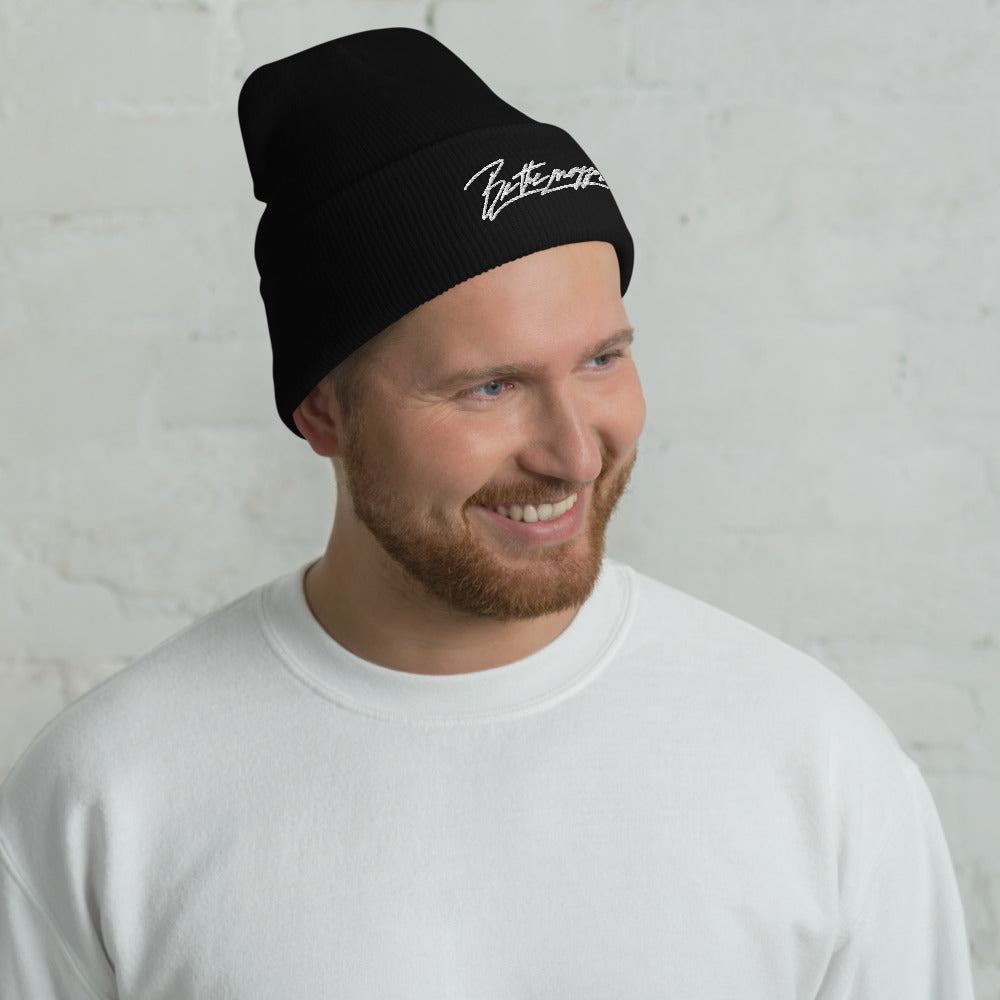 Be The Mogger cuffed beanie, Black, worn