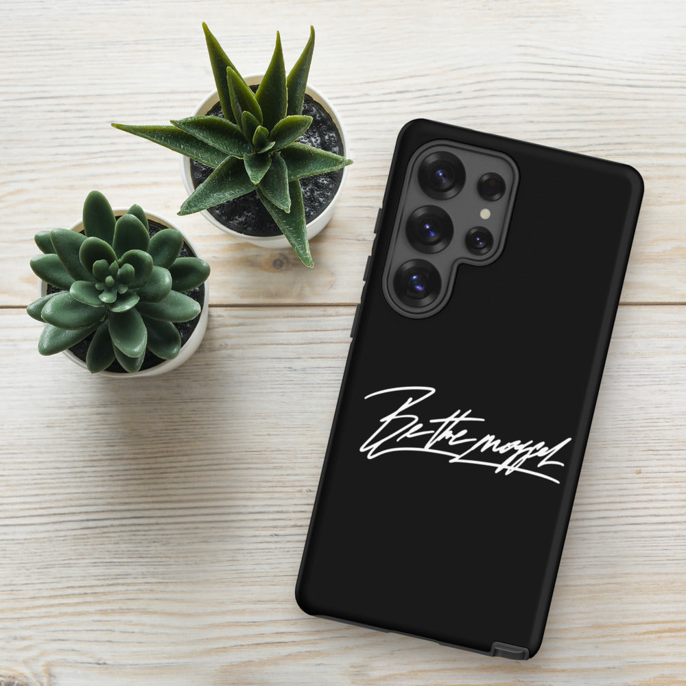 Be The Mogger Samsung case on a table