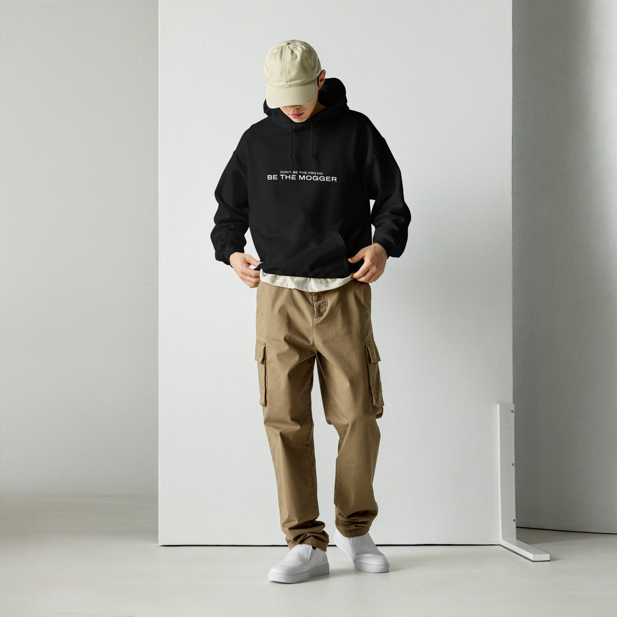 Don't be the friend hoodie, Black, worn, full outfit