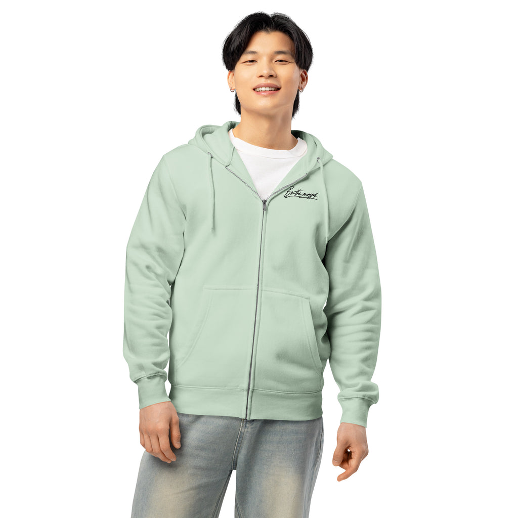 Be the mogger zip hoodie, Seafoam, worn, front