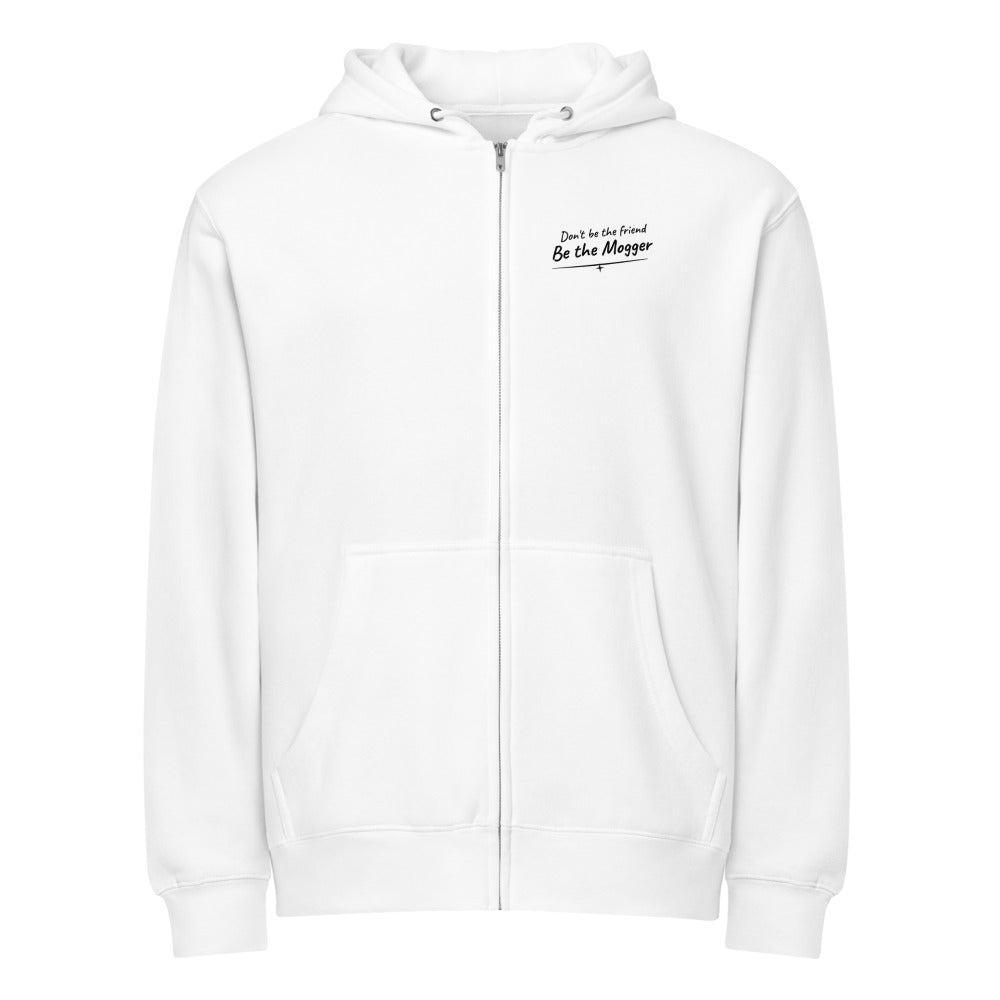 Be the mogger zip hoodie, White, front