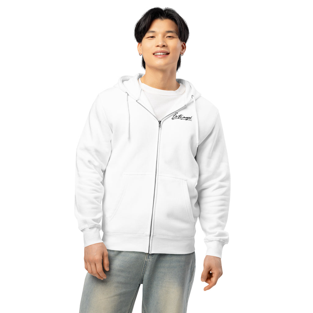 Be the mogger zip hoodie, White, worn, front